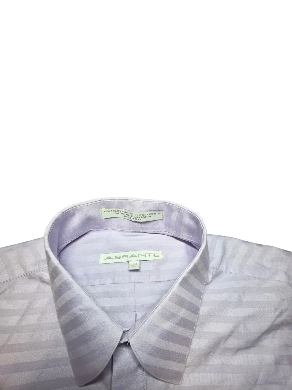 Assante Lavender Purple Striped Men's Long Sleeve Dress Shirt Size 16.5 Cotton